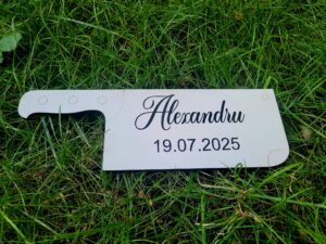 Barda decorativa, personalizata, pentru barbierit mire, culoare alb
