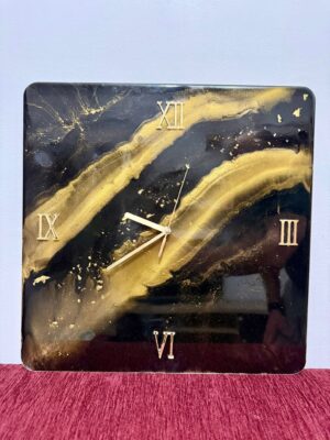 Ceas Rășină Epoxidică Black & Gold + foita de aur