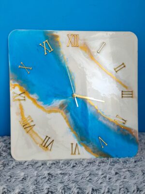 Ceas de perete din rasina epoxidica "Blue Marble”,